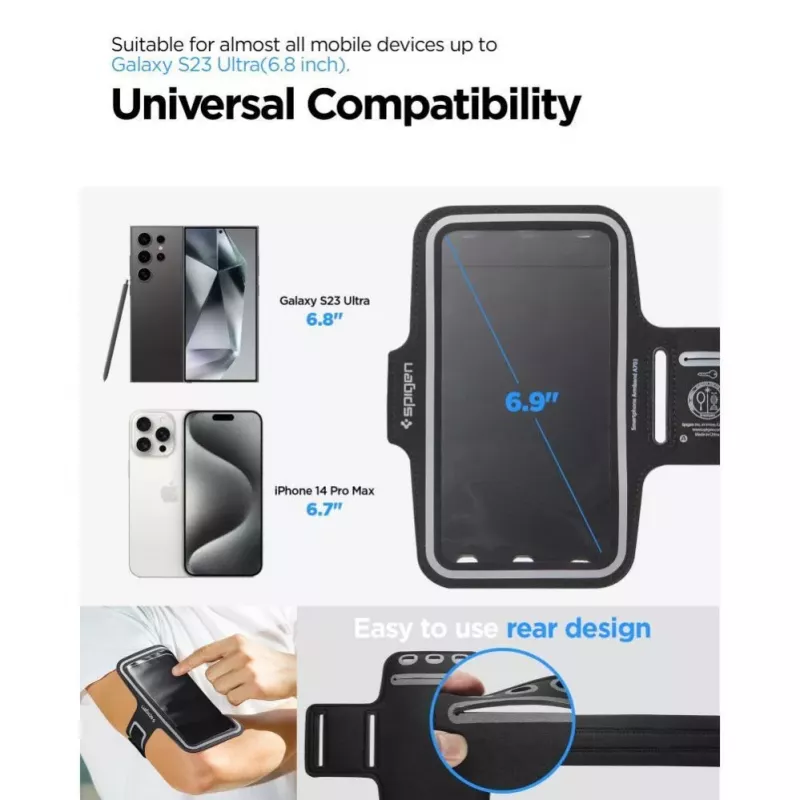 Braçadeira Spigen A703 Dynamic Shield 6,9 polegadas - preto