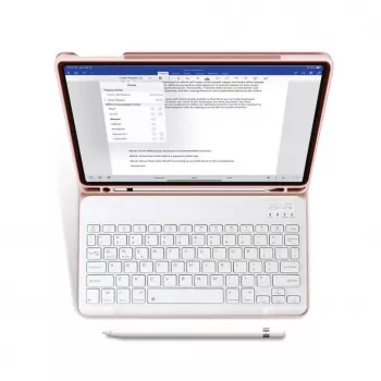 Tech-Protect SC Pen + Capa com teclado para iPad 10.9" (10.ª geração, 2022) / 11" (2025), rosa