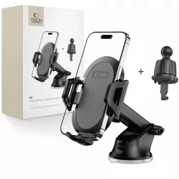 Suporte universal para automóvel Tech-Protect V5 para painel e saída de ar - preto