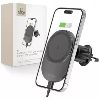 Suporte magnético para automóvel com carregamento sem fios Tech-Protect MM15W-V1 MagSafe para saída de ar 15W preto