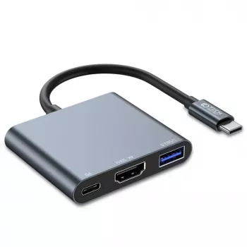 Adaptador hub USB-C 3 em 1 Tech-Protect V1 - USB-A 3.0, USB-C PD 100W, HDMI 4K 30Hz - cinzento