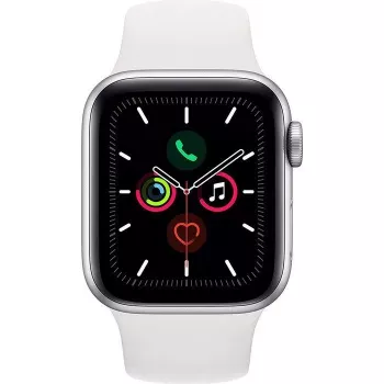 Apple Watch Series 5 GPS prateado 44mm caixa em alumínio com bracelete desportiva branca