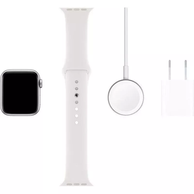 Apple Watch Series 5 GPS prateado 44mm caixa em alumínio com bracelete desportiva branca