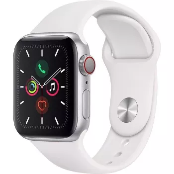 Apple Watch Series 5 GPS prateado 44mm caixa em alumínio com bracelete desportiva branca