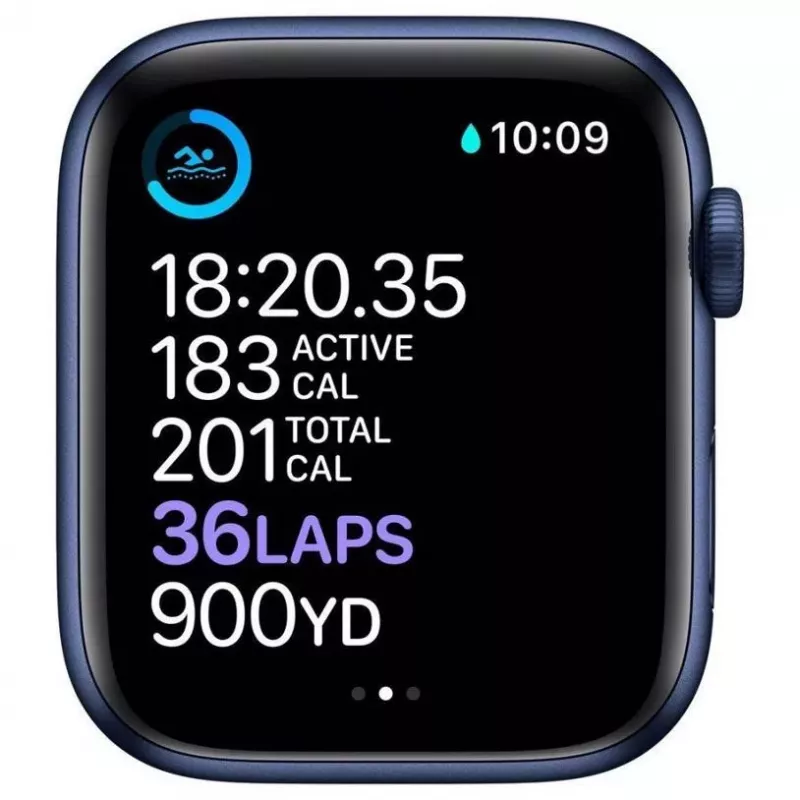 Apple Watch Series 6 GPS, 44mm caixa em alumínio com bracelete desportiva Deep Navy