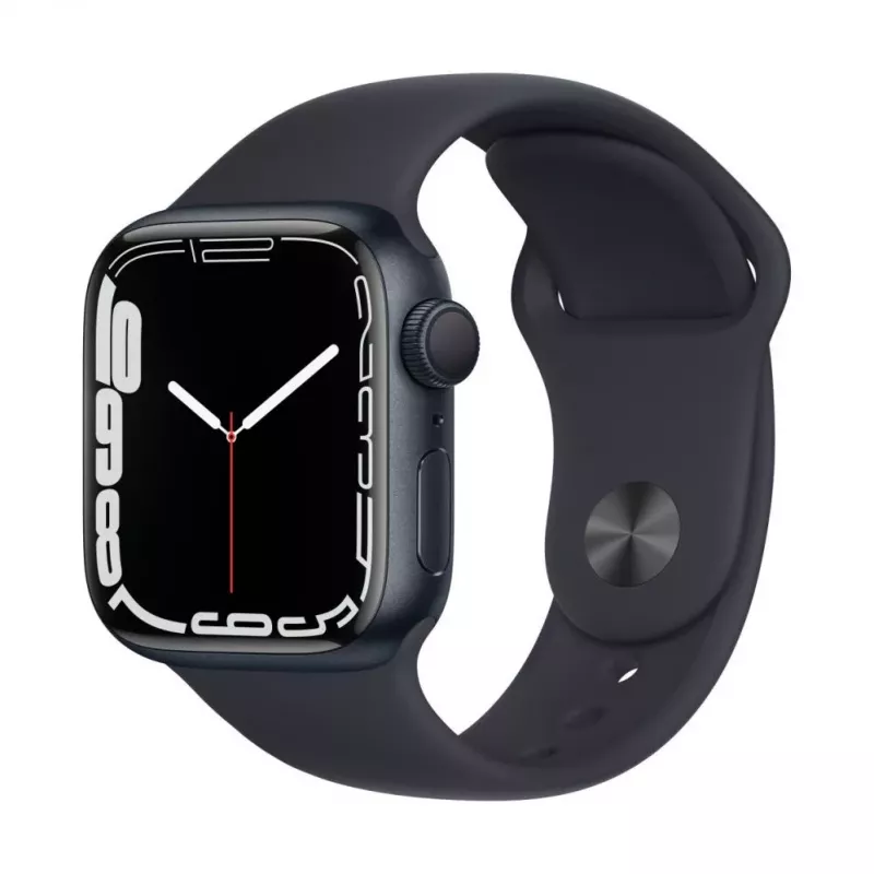 Apple Watch Series 7 GPS, 41mm caixa em alumínio Midnight com bracelete desportiva - Regular Midnight