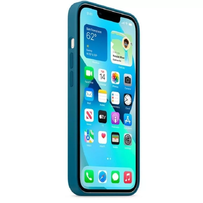 Capa em silicone Apple para iPhone 13 com MagSafe Blauhäher