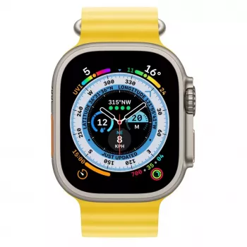 Apple Watch Ultra GPS + Cellular, 49mm Caixa de Titânio com Bracelete Ocean Amarela