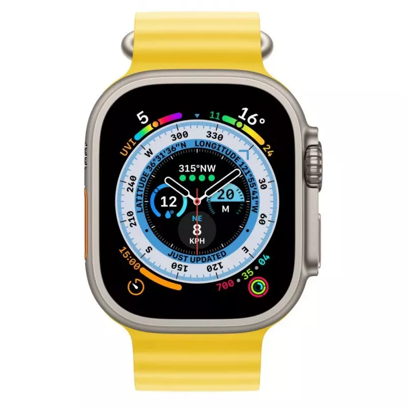 Apple Watch Ultra GPS + Cellular, 49mm Caixa de Titânio com Bracelete Ocean Amarela