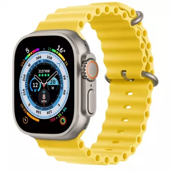 Apple Watch Ultra GPS + Cellular, 49mm Caixa de Titânio com Bracelete Ocean Amarela
