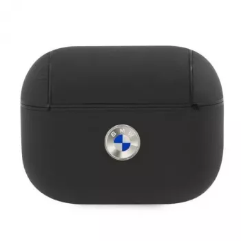 Capa BMW AirPods Pro em pele genuína com logótipo prateado preta