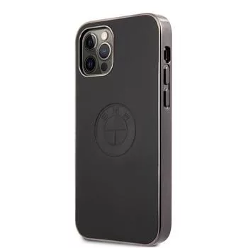 BMW Apple iPhone 12/12 Pro 6,1 polegadas Capa Rígida Signature Leather Embossed Logo Preta
