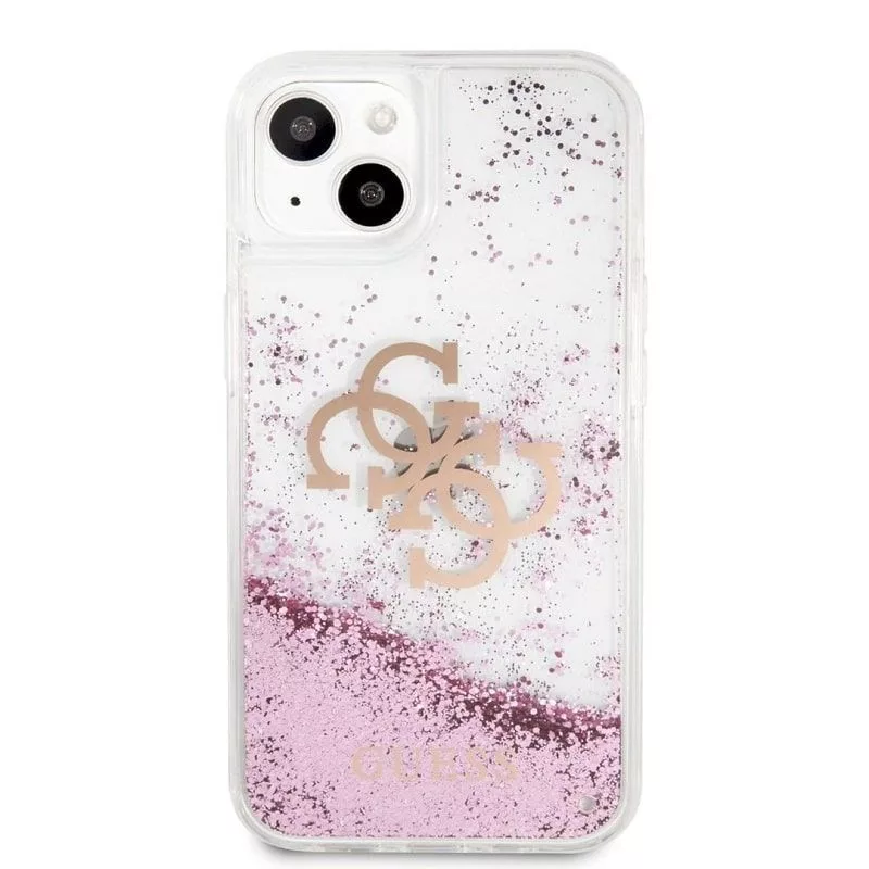 Guess iPhone 13 Mini Capa Liquid Glitter rosa transparente