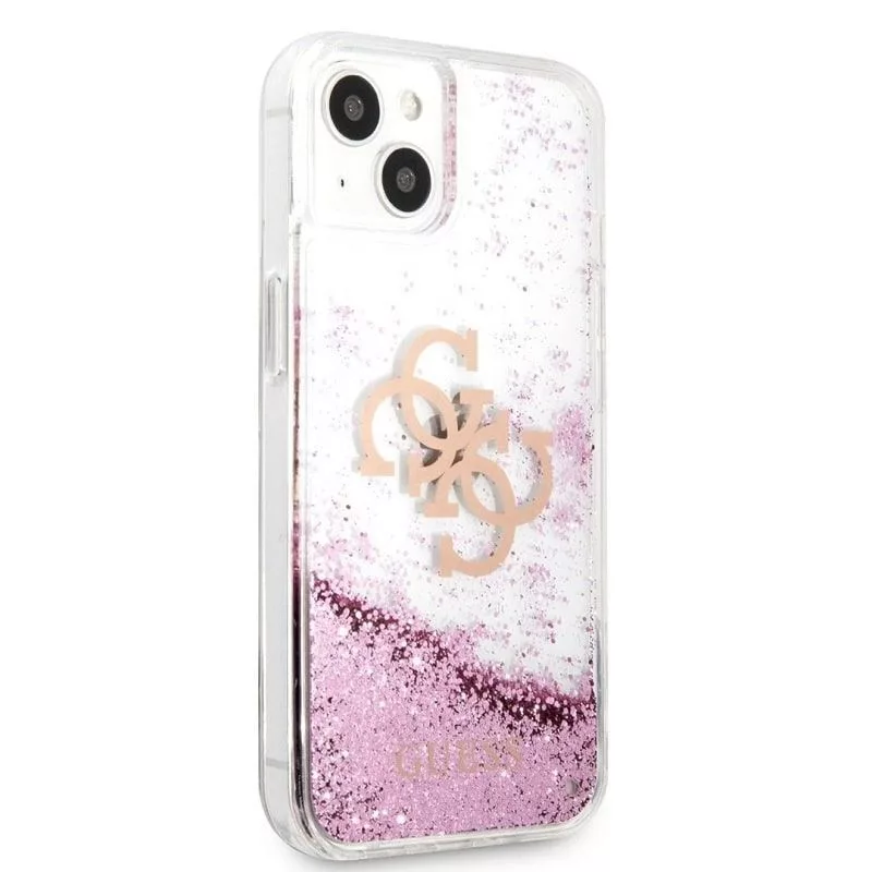 Guess iPhone 13 Mini Capa Liquid Glitter rosa transparente