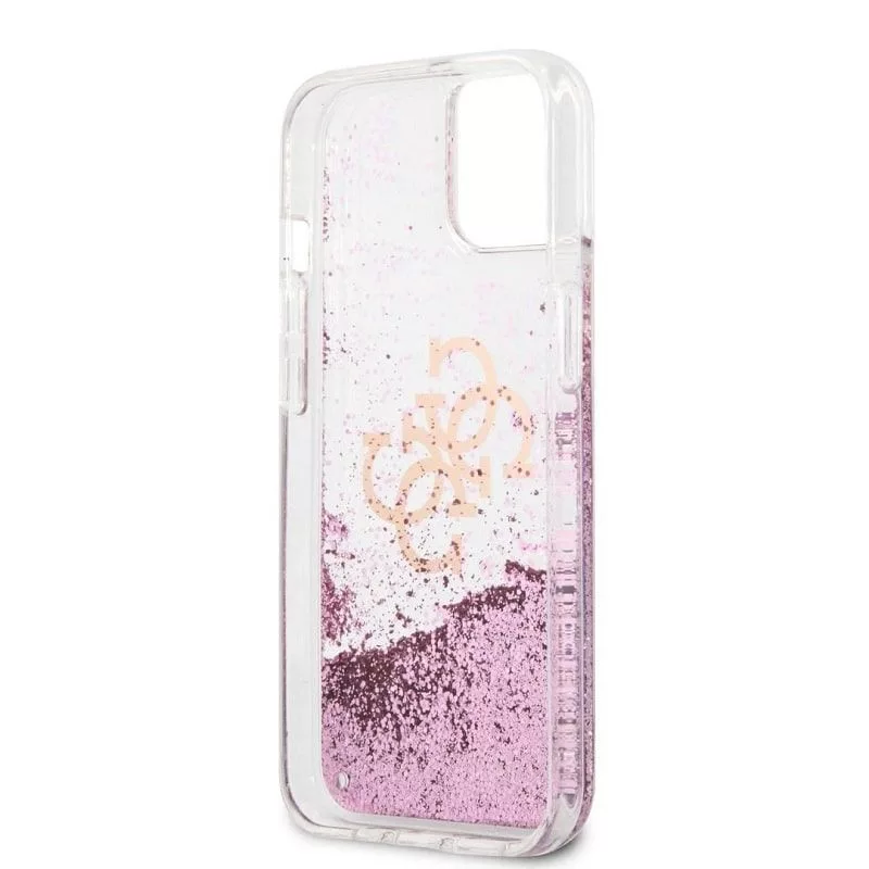 Guess iPhone 13 Mini Capa Liquid Glitter rosa transparente