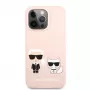 Karl Lagerfeld Apple iPhone 13 Pro Capa de silicone líquido Choupette rosa