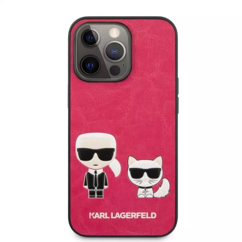 Karl Lagerfeld Apple iPhone 13 Pro Capa em pele PU Choupette fúcsia