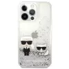 Karl Lagerfeld Apple iPhone 13 Pro Capa Liquid Glitter Choupette prateada