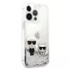 Karl Lagerfeld Apple iPhone 13 Pro Capa Liquid Glitter Choupette prateada
