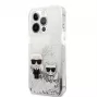 Karl Lagerfeld Apple iPhone 13 Pro Capa Liquid Glitter Choupette prateada
