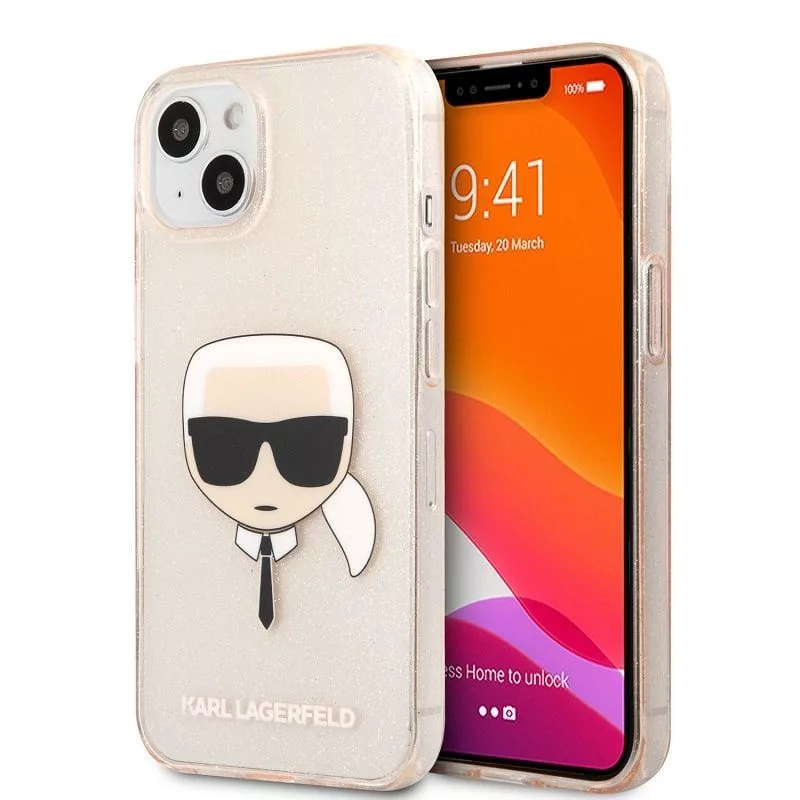 Karl Lagerfeld Apple iPhone 13 TPU Full Glitter Head Case dourada