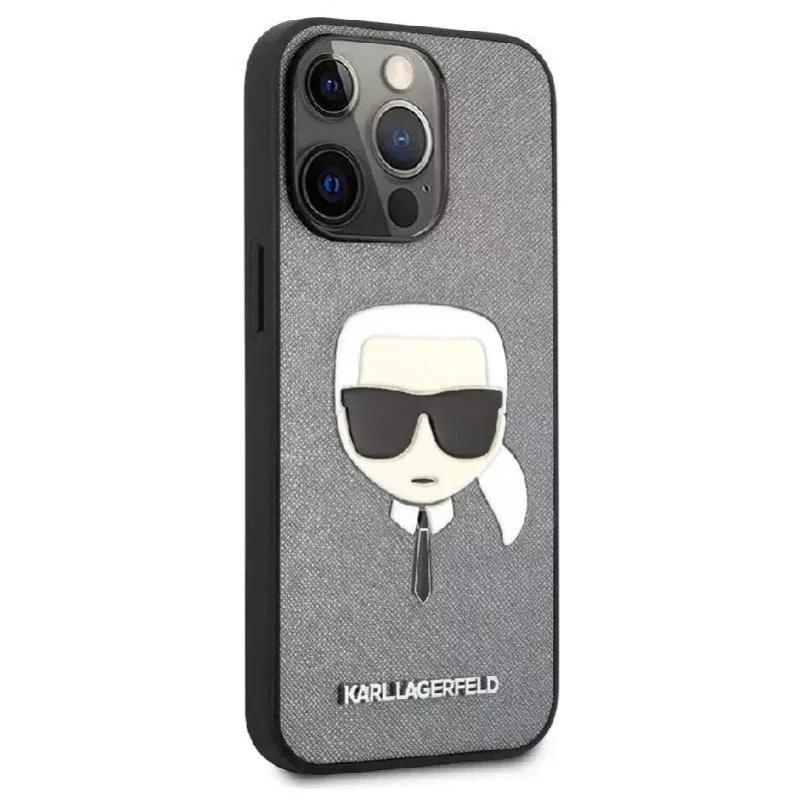 Karl Lagerfeld Apple iPhone 13 Pro Saffiano Karl Head Case prateada