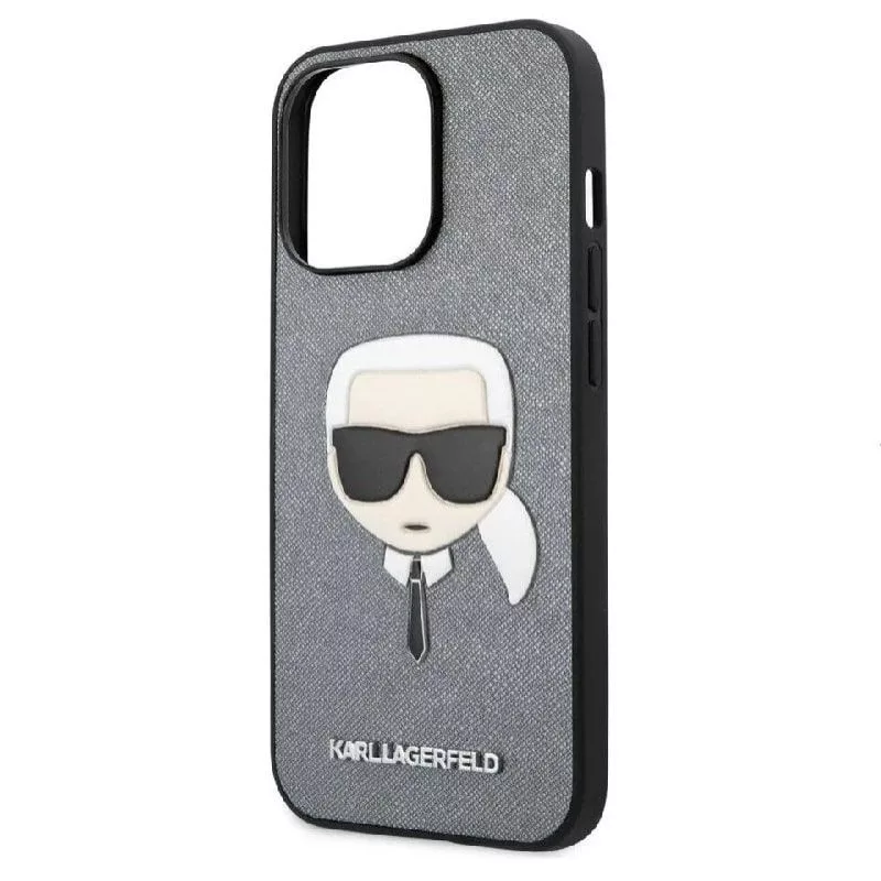 Karl Lagerfeld Apple iPhone 13 Pro Saffiano Karl Head Case prateada