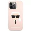 Karl Lagerfeld Apple iPhone 13 Pro Capa de silicone líquido Karl Head rosa