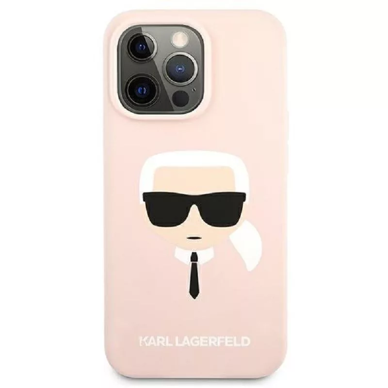 Karl Lagerfeld Apple iPhone 13 Pro Capa de silicone líquido Karl Head rosa