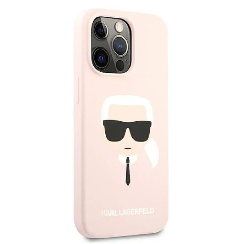 Karl Lagerfeld Apple iPhone 13 Pro Capa de silicone líquido Karl Head rosa