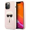 Karl Lagerfeld Apple iPhone 13 Pro Capa de silicone líquido Karl Head rosa