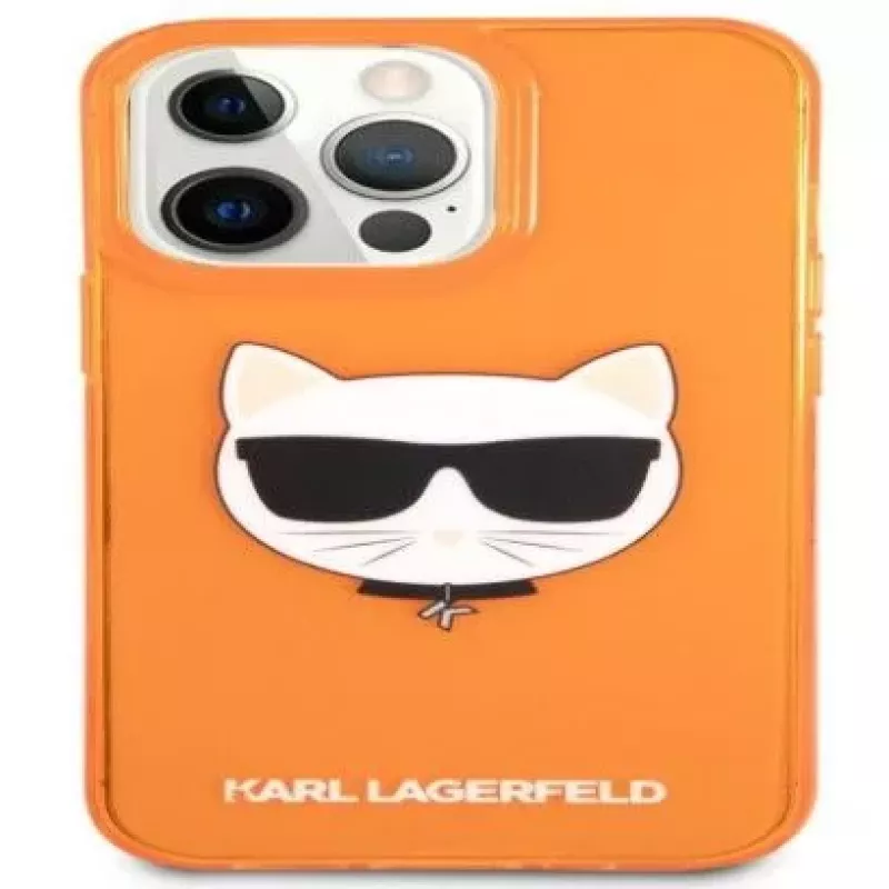 Karl Lagerfeld Apple iPhone 13 Pro Fluo TPU Choupette Head Case laranja