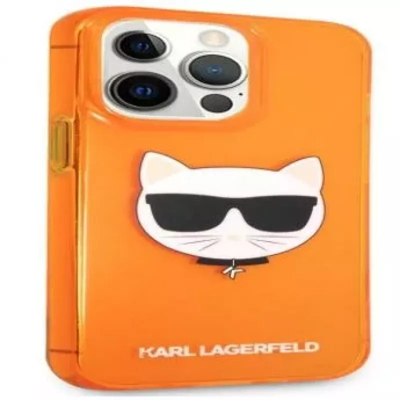 Karl Lagerfeld Apple iPhone 13 Pro Fluo TPU Choupette Head Case laranja