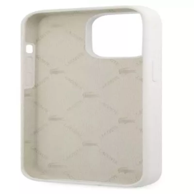 Lacoste Apple iPhone 13 Pro Capa de silicone líquido Allover Pattern branca
