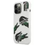 Lacoste Apple iPhone 13 Pro Capa de silicone líquido Allover Pattern branca