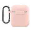 Lacoste Apple AirPods 1/2 Capa de silicone líquido com logótipo impresso brilhante rosa