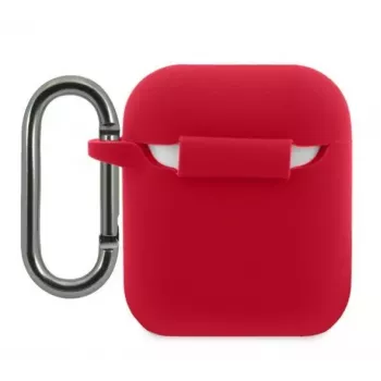 Lacoste Apple AirPods 1/2 Capa de silicone líquido com logótipo impresso brilhante vermelha