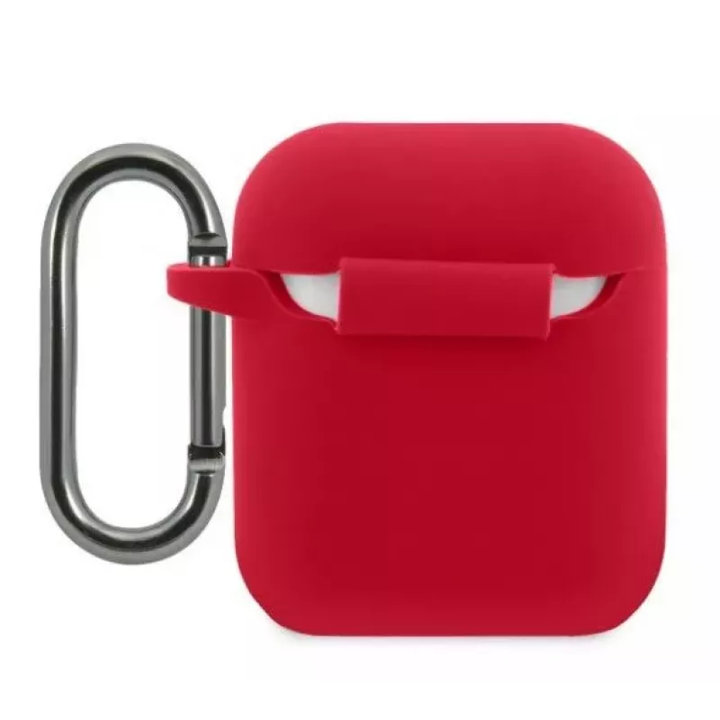 Lacoste Apple AirPods 1/2 Capa de silicone líquido com logótipo impresso brilhante vermelha