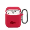 Lacoste Apple AirPods 1/2 Capa de silicone líquido com logótipo impresso brilhante vermelha