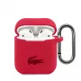 Lacoste Apple AirPods 1/2 Capa de silicone líquido com logótipo impresso brilhante vermelha