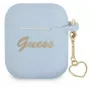 Guess AirPods 1/2 Capa Silicone Charm Heart Collection Azul