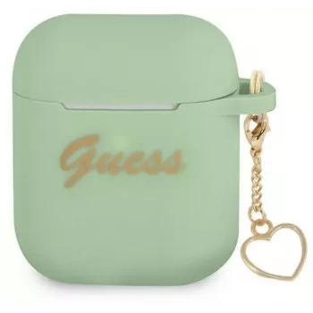 Guess GUA2LSCHSN Capa de silicone Charm Heart Collection para Apple AirPods 1/2, verde