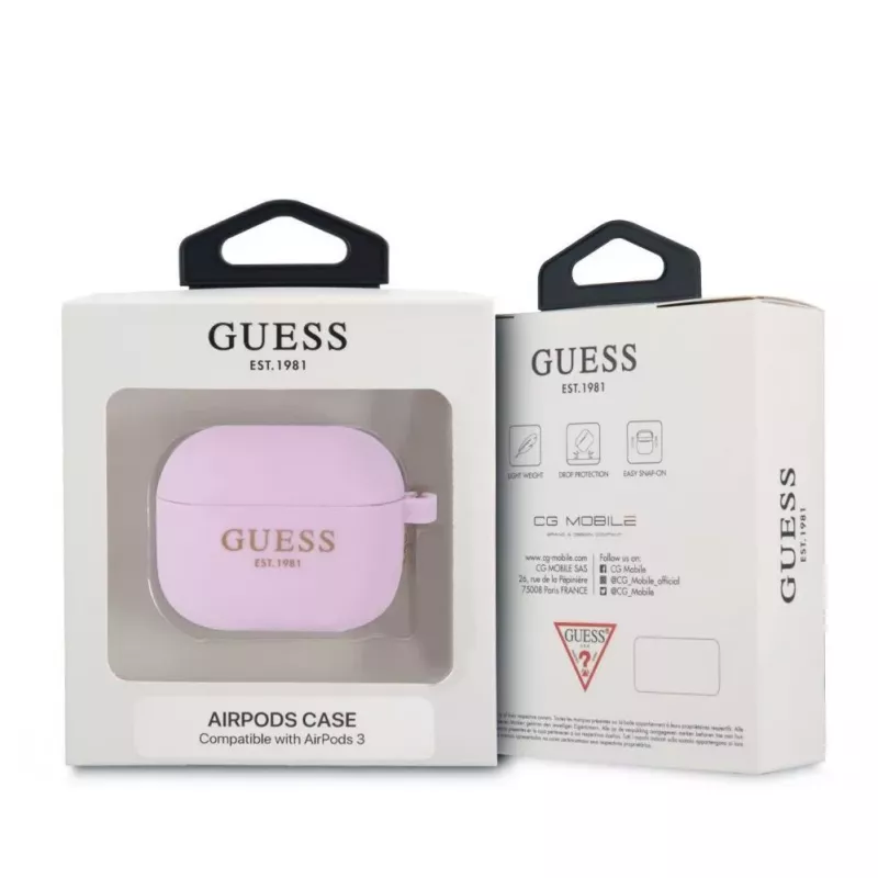 Guess Apple AirPods 3 Capa de silicone Charms roxa