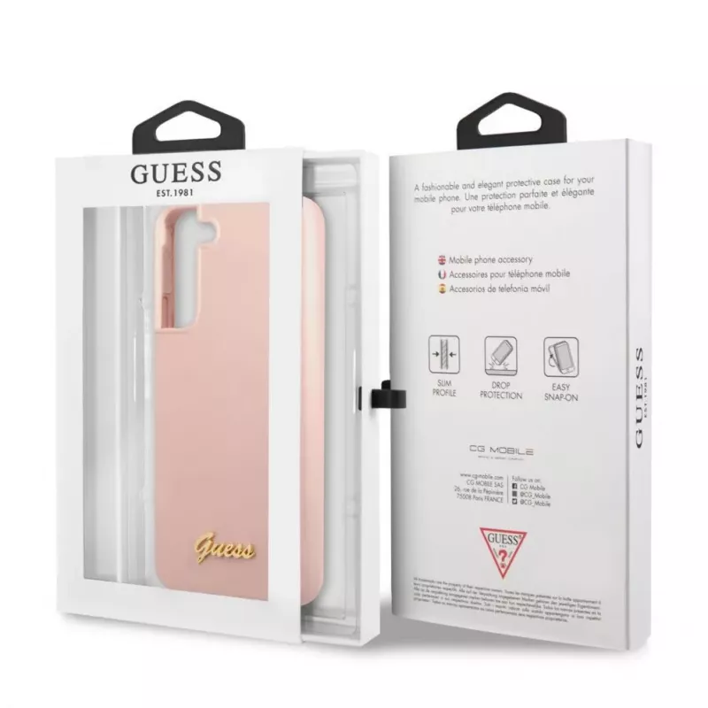 Guess Capa de silicone Metal Logo para Samsung Galaxy S22 Plus - rosa