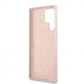 Guess Samsung Galaxy S22 Ultra Capa de silicone Metal Logo rosa