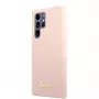 Guess Samsung Galaxy S22 Ultra Capa de silicone Metal Logo rosa