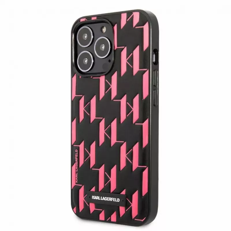 Karl Lagerfeld Apple iPhone 13 Pro Capa Monogram Plaque preta rosa