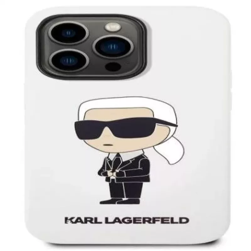 Karl Lagerfeld Apple iPhone 14 Pro Capa de Silicone Líquido Ikonik NFT branca