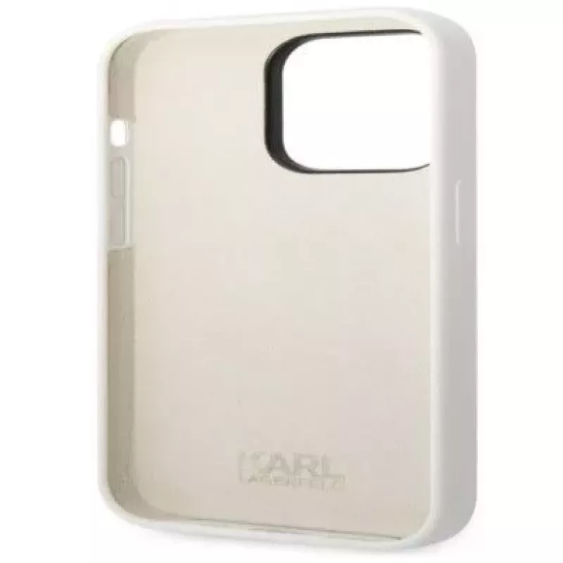 Karl Lagerfeld Apple iPhone 14 Pro Capa de Silicone Líquido Ikonik NFT branca