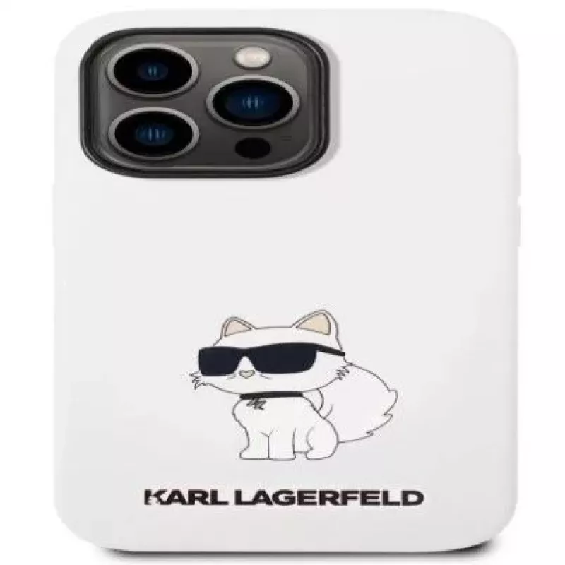 Karl Lagerfeld Apple iPhone 14 Pro Capa de Silicone Líquido Choupette NFT branca